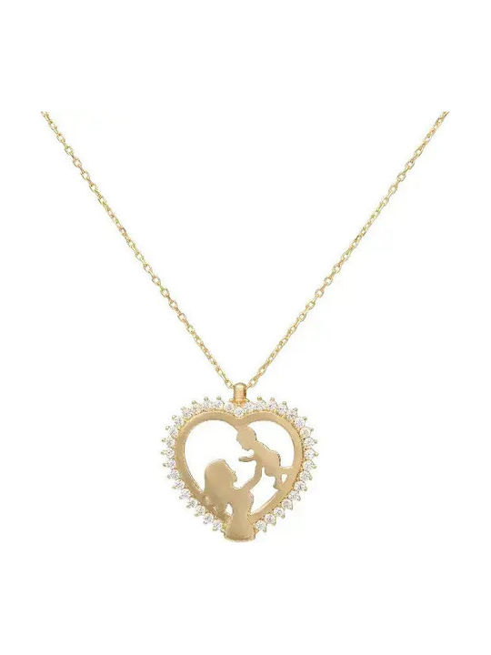Colier Mamă Din Aur Galben 9 Carate Cu Zircon Colier Mamă Din Aur Galben 9 Carate Cu Zircon