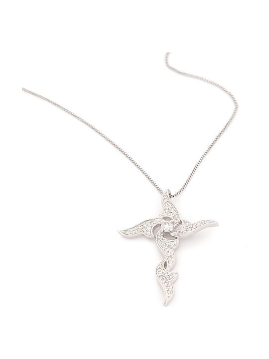 Women's White Gold 18K Cross with Chain