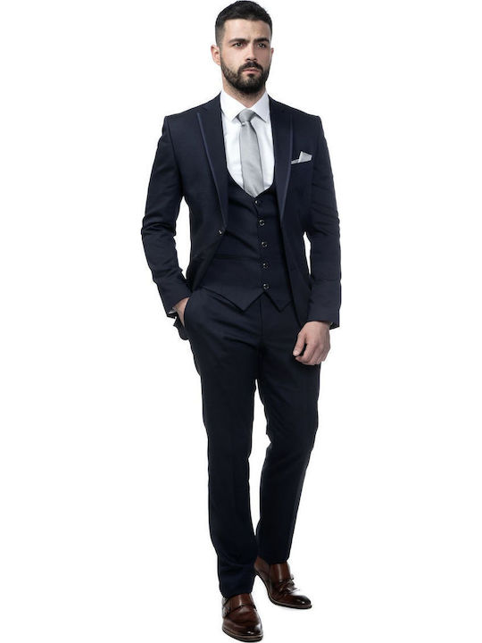 Men's Groom's Suit with Vest Blue