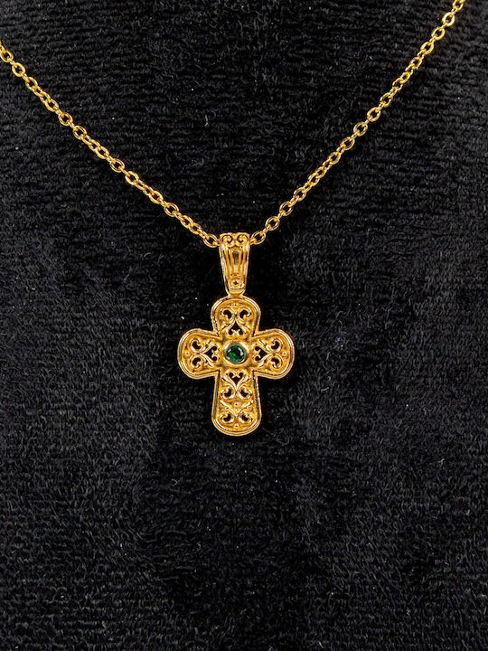 Crucifix Pentru Femei Din Argint Plăcut Cu Aur Fără Lanț