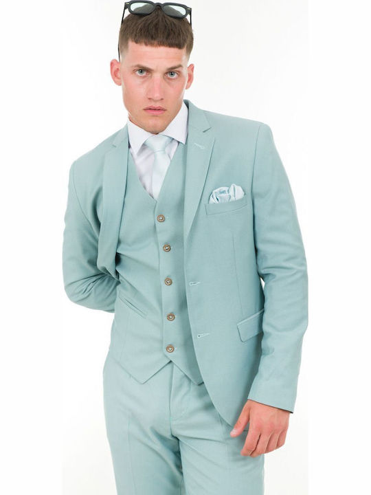 Men's Suit with Vest Menta