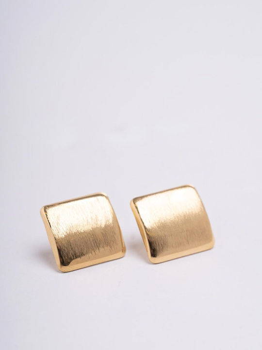 Late Again Gold Plated Steel Stud Earrings