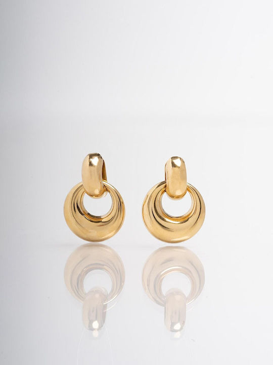 Late Again Stud Earrings Made of Gold Plated Steel