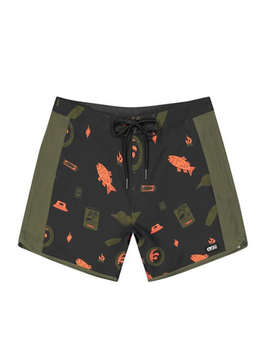 Men's Swimwear Bermuda Black-Olive With Patterns