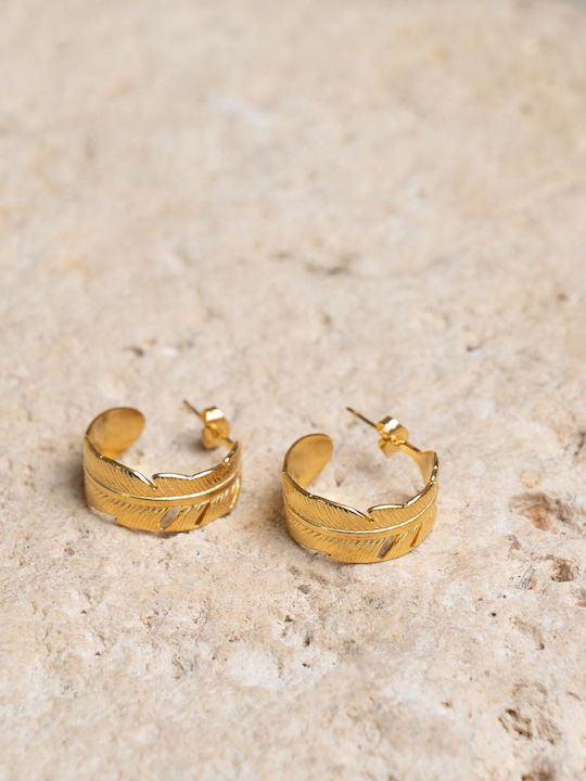 Late Again Gold Plated Steel Hoop Earrings