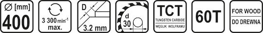 Sthor Circular Saw Blade Carbide 400x30mm Z60 Wood 08851