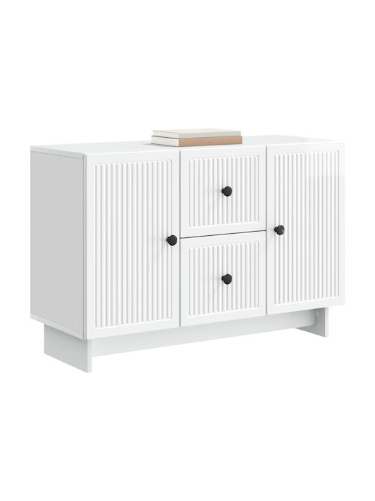 Wooden Sideboard mit Schubladen Hochglanz Weiß 89x34.5x60cm