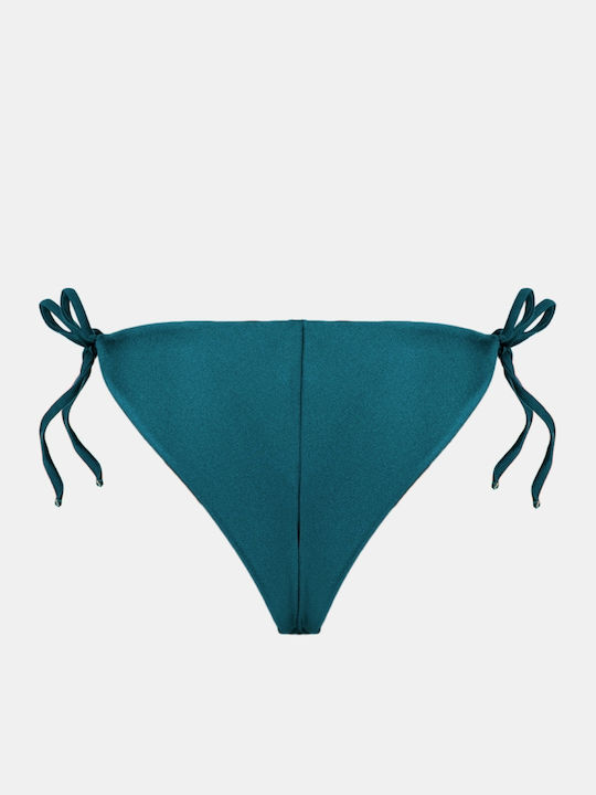 Бразилско Долнище На Бански С Връзки Teal