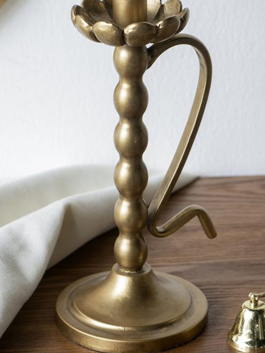 Artekko Metal Candle Holder in Gold Color 13.5x24.5x11cm