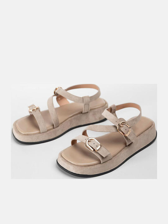 Women's Flat Sandals Flatforms Beige
