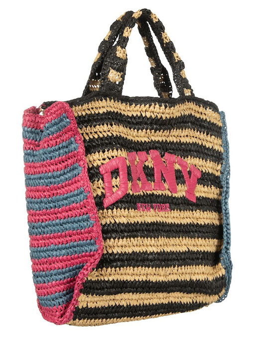 DKNY Hadlee Geantă Tote de Mână din Paie Fuchsia pentru Damă