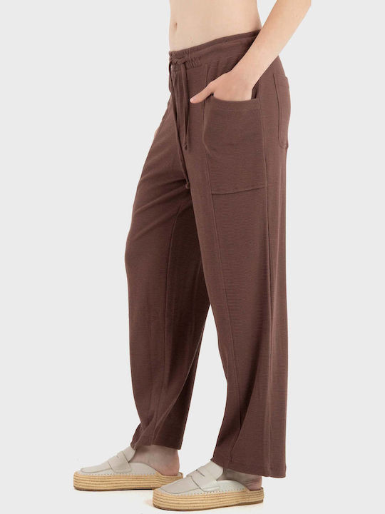 Damen Stoffhose in Loose Passform Braun