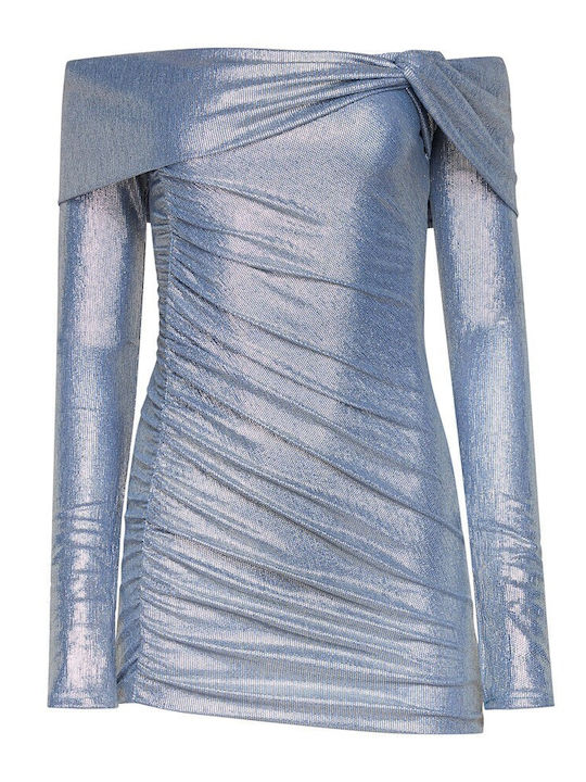 Mini Βραδινό Φόρεμα Blue Silver