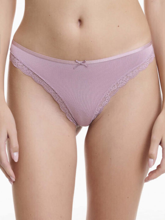 Bamboo Γυναικεία Slip 2Pack με Δαντέλα Γκρι