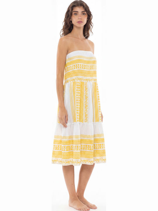 Pink Label Καφτάνι Παραλίας Yellow Pink Label Καφτάνι Παραλίας Yellow