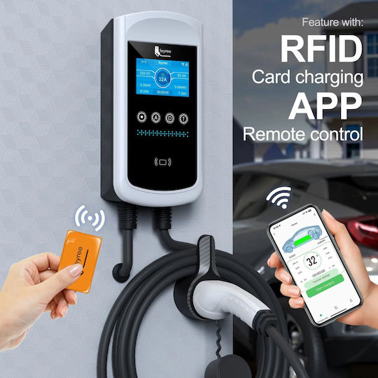 Qova Stație de Încărcare Montată pe Perete Monofazată 7.6kW cu Cablu Încorporat Tip 2