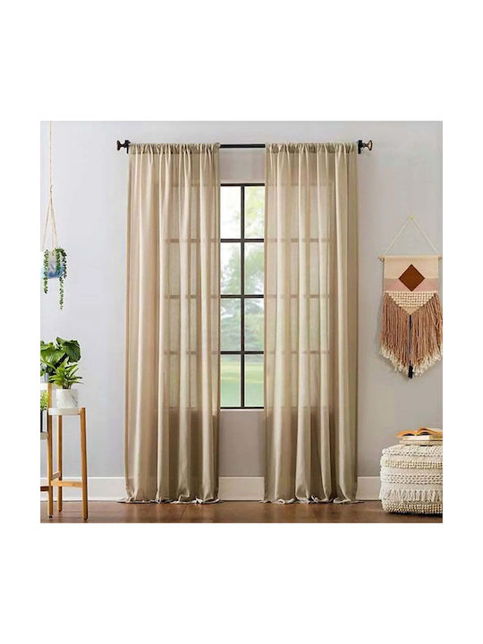 Κουρτίνα με Τρέσα Beige 150x270εκ.