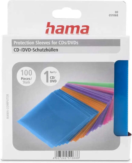 Hama Protective Sleeves Cd Dvd 100 Pcs Colored