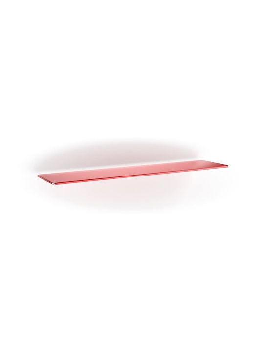 Bolis Italia Ορθογώνιο Ράφι Βιβλιοθήκης από Γυαλί Red 15x80cm