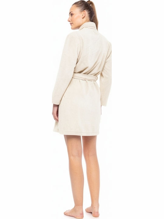 Pink Label Winters Damen Fleece Robe Weiß