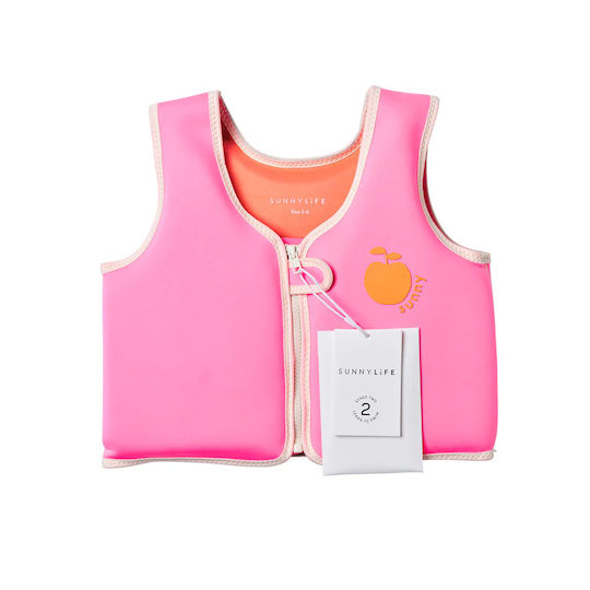 Sunnylife Swimming Vest 3-6 Years Poppy Peach Neon Pink 26180096