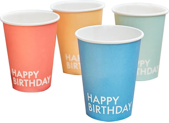 Ginger Ray Happy Birthday Ποτήρι για Party 8τμχ