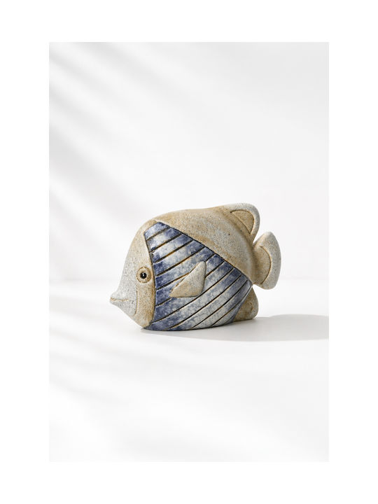 Ψαρι Τερακοτα Αναγλυφο Σχεδιο 5.5x13.5x8cm Μπλέ Kaeming
