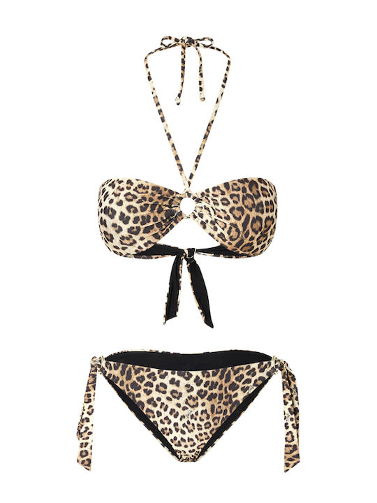 Set Bikini Tierdruck Ecru Braun Schwarz VA6001J6448 V9789