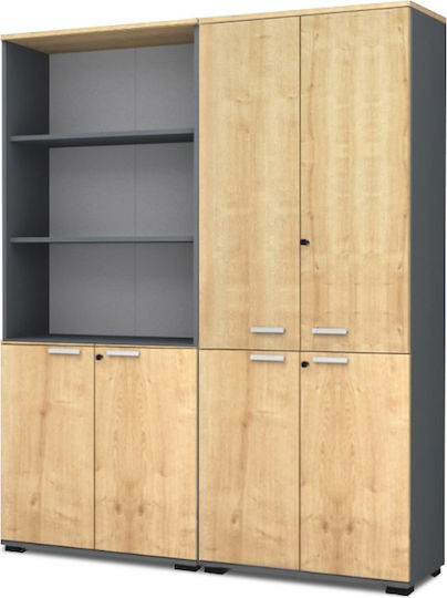 Стояща на пода Офис Дървена Venturo С ключалка Anthracite - Natural Beech 160x40x200см Стояща на пода Офис Дървена Venturo С ключалка Anthracite - Natural Beech 160x40x200см