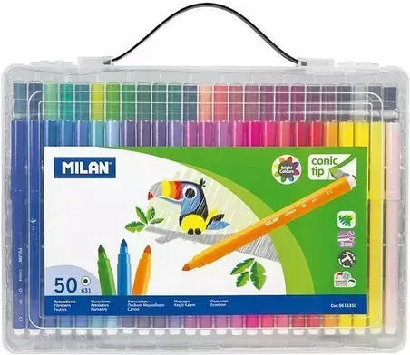 Milan 50 Colour Pens In A Plastic Box 197579