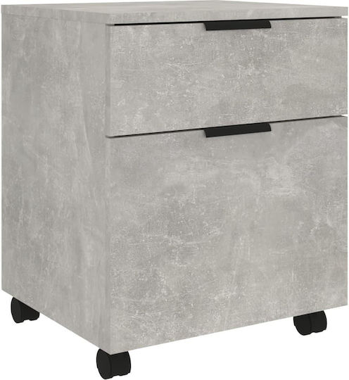 Cabinet De Birou Din Lemn Cu Roți Gri Beton 45x38x54cm