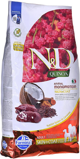 Farmina N&D Quinoa Skin & Coat 7kg Dry Food Grain-Free & Gluten-Free for Adult Dogs with Deer