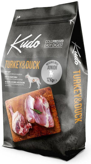 Kudo Medium & Maxi Junior 3kg Trockenfutter für Welpen mittlerer & großer Rassen mit Türkei und Ente
