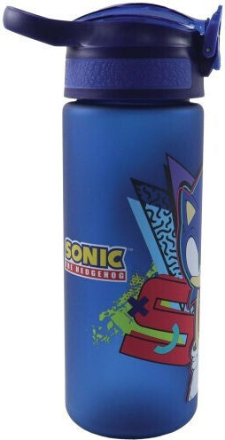Gim Sonic Детска Бутилка За Вода Термос Пластмаса със Сив Сламка 600ml