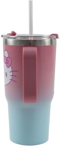 Gim Hello Kitty Παιδικό Παγούρι Θερμός Ανοξείδωτο με Καλαμάκι Διάφανο 520ml