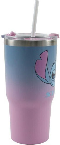 Gim Stitch Stainless Steel Kids Water Bottle Thermos with Straw Transparent 520ml