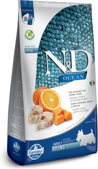 Farmina N&D Ocean Adult Mini 7kg Hrană Uscată fără Cereale pentru Câini Adulţi de Rase Mici cu Dovleac și Pește
