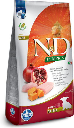 Farmina N&D Pumpkin Puppy Mini 7kg Hrana Uscată Fără Cereale Pentru Căței Rase Mici Cu Pui Și Rodii De Rodie