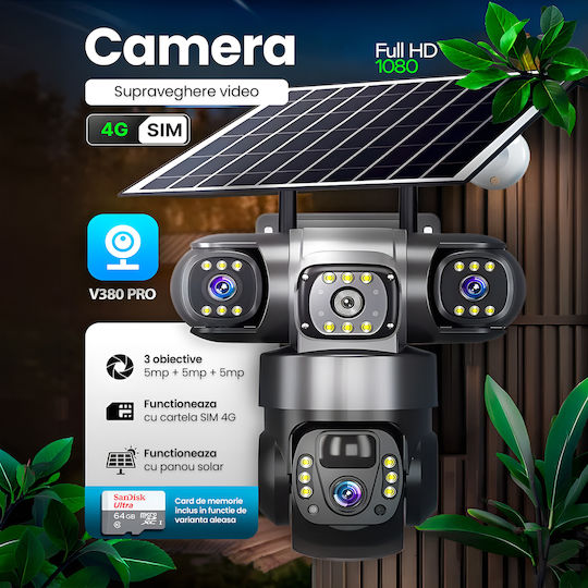 TN-112 IP Cameră de Supraveghere Triplă Wi-Fi/4G Full HD+ 5MP Rezistentă la Apă cu Baterie și Obiectiv de 4mm
