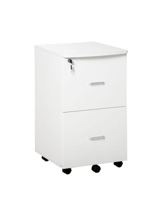 Schublade Büro aus MDF mit Rollen & Schloss 43x45x72cm