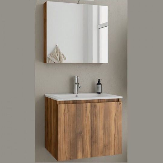 Drop Verona Waschtisch mit Waschbecken mit Licht Amber Baroque Oak