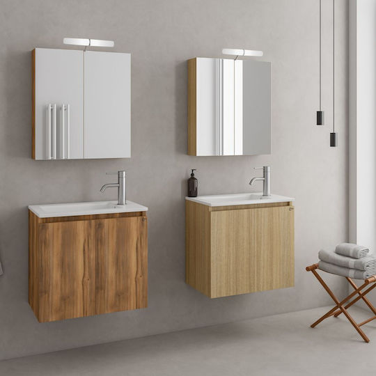 Drop Verona Waschtisch mit Waschbecken mit Licht Amber Baroque Oak