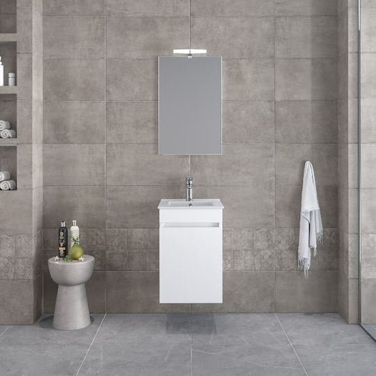 Furnibath Πάγκος με Νιπτήρα Μ41xΒ60xΥ41cm Λευκή Λάκα