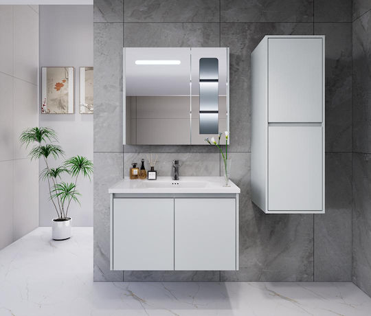 Martin Unitate De Mobilier Pentru Baie Cu Chiuvetă Și Oglindă L70xA46.5xÎ43cm Albă
