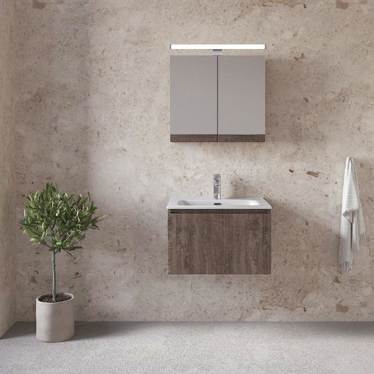 Furnibath Blat cu Lavoar & Oglindă L61xW35xH46cm Gri