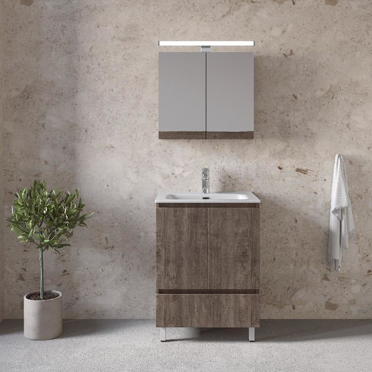 Furnibath Шкаф със Мивка & Огледало Д101xШ46xВ72см Сив