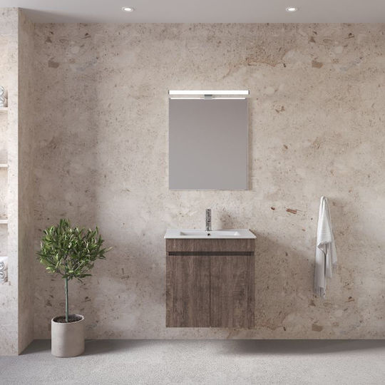 Furnibath Шкаф със Мивка & Огледало Д41xШ60xВ41см Сив