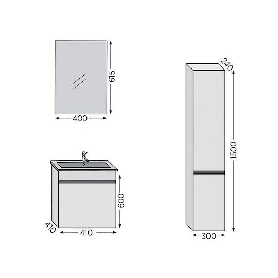 Furnibath Countertop with Sink L55xW60xH33cm Walnut