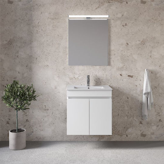 Furnibath Blat cu Lavoar & Oglindă L61xW60xH36cm White Laca