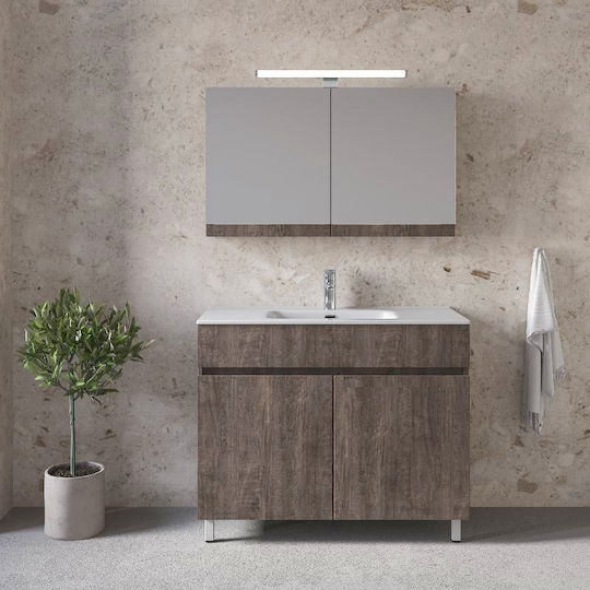 Royal Toledo 60 Grau 61x46x72cm Waschtischunterschrank mit Spiegel
